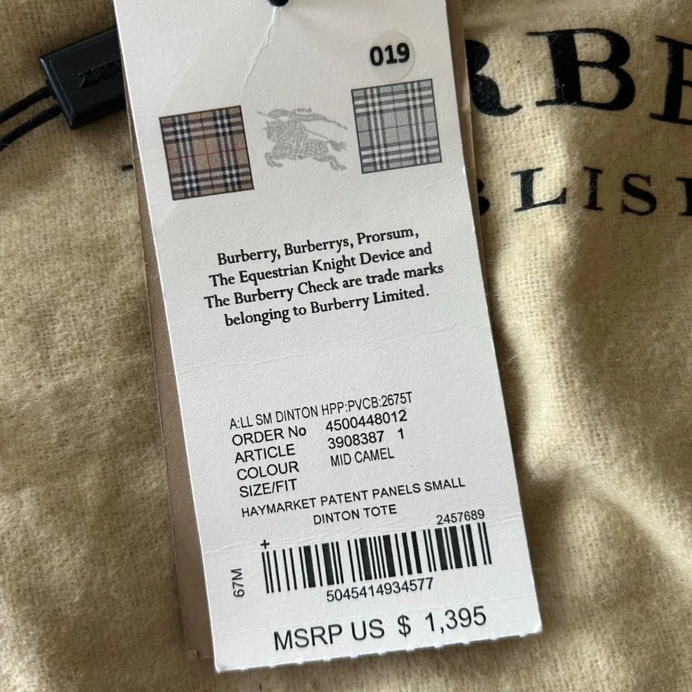 Authentic Burberry Small Haymarket Patent Dinton Tote - Picture 4 of 6
